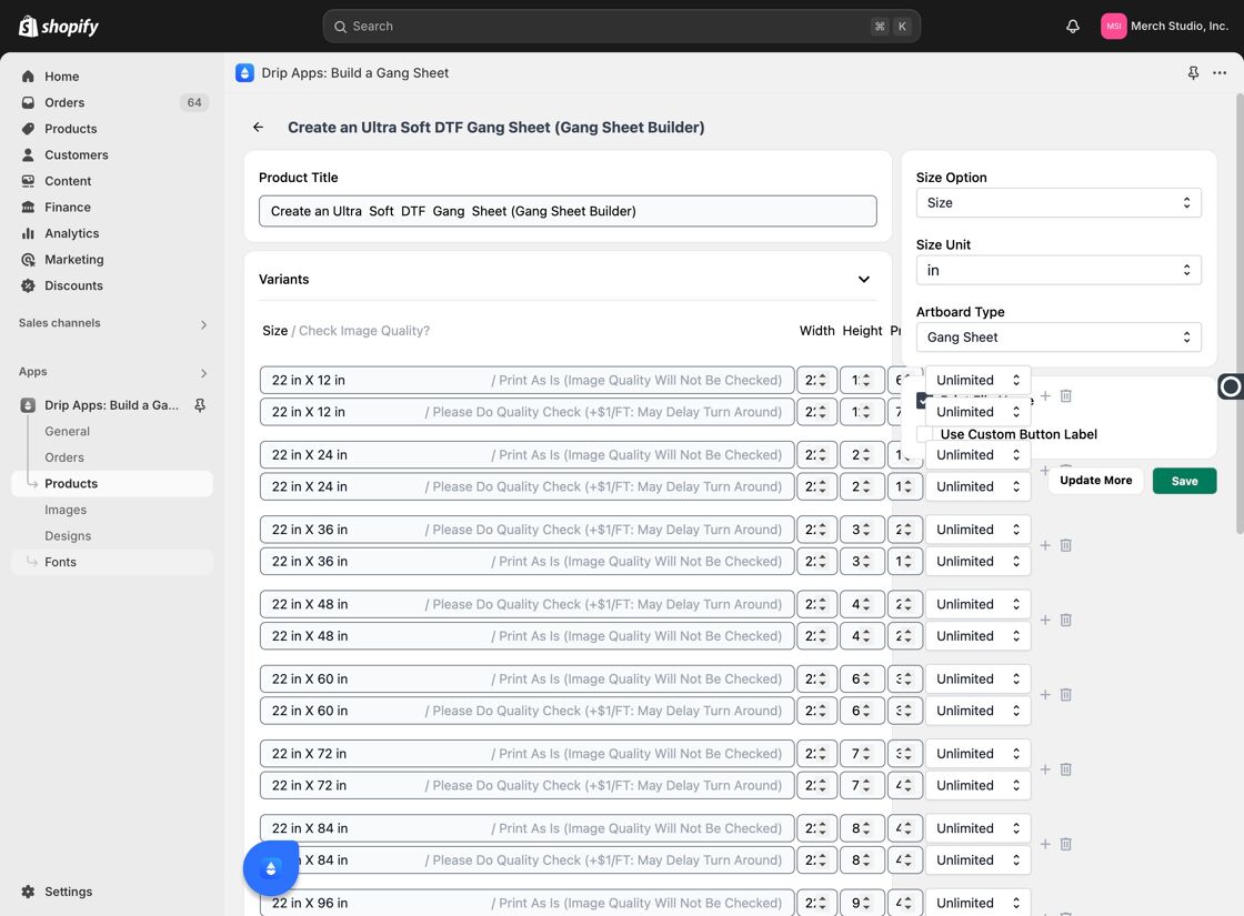 Click Fonts Menu