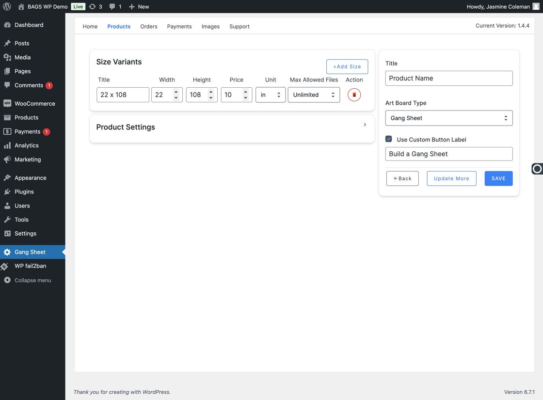 Adjust Product Settings