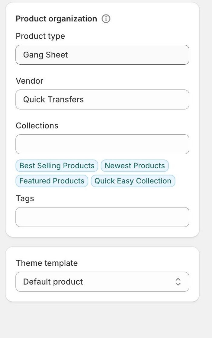 Delete Gang Sheet from Product Type