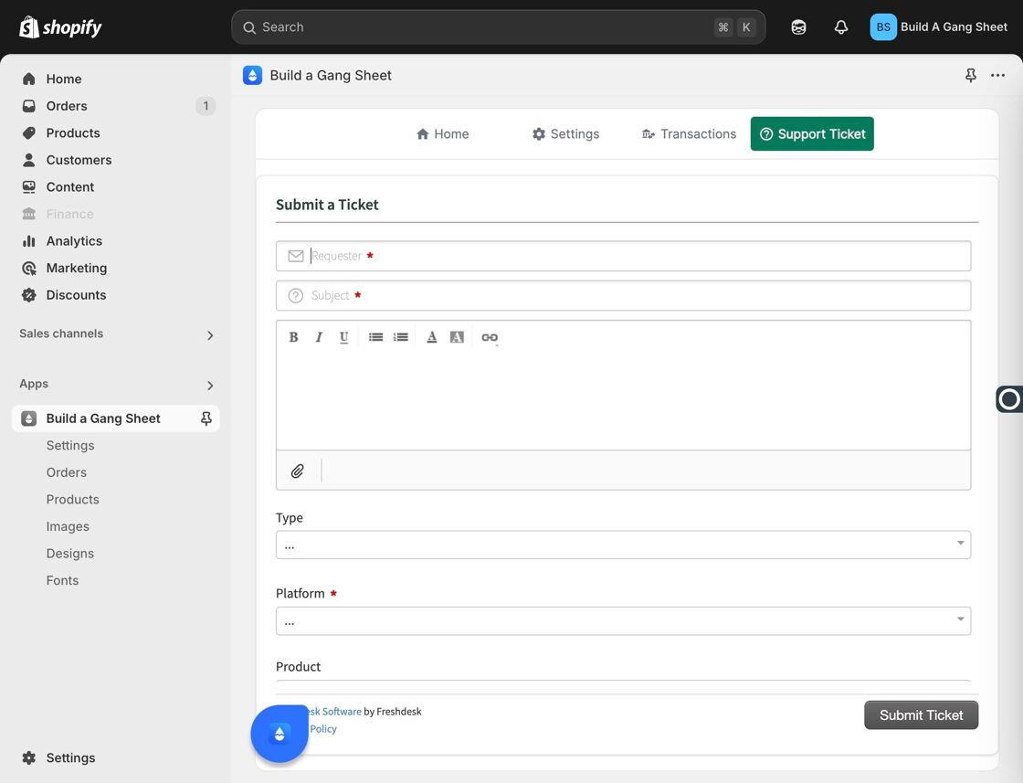 Fill out support form