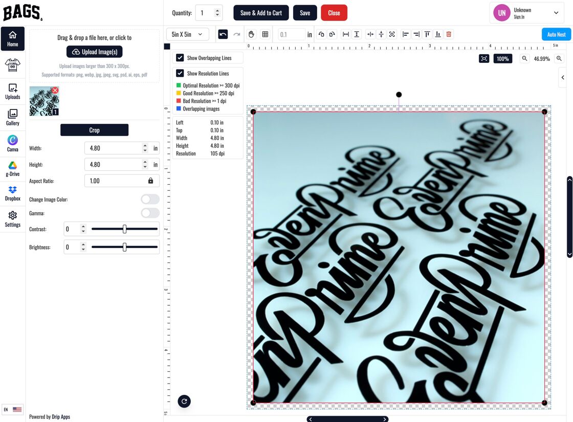 Single Image Gang Sheet