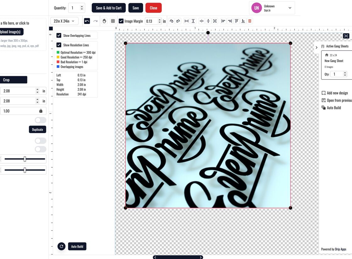 Stretched Image - Lower DPI Warning