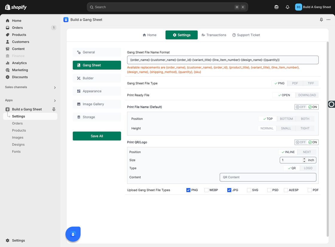 Open Settings Tab