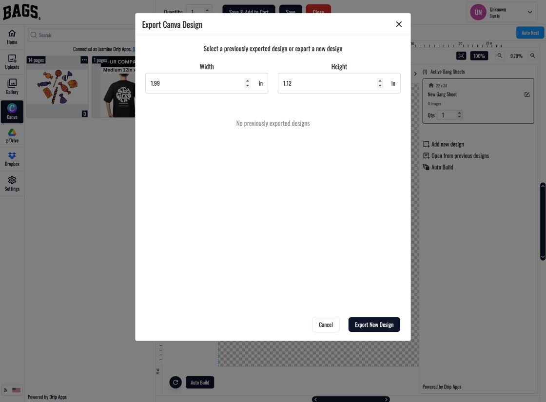 Export Canva Design