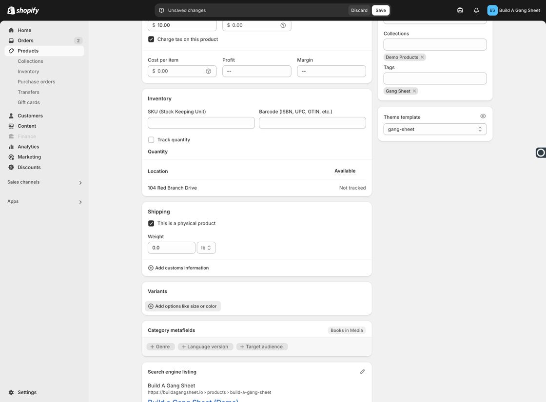 Add options like size or color