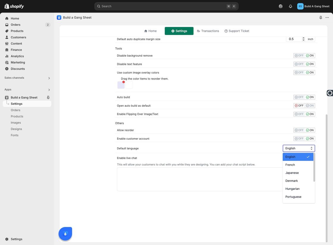 Change Default Language
