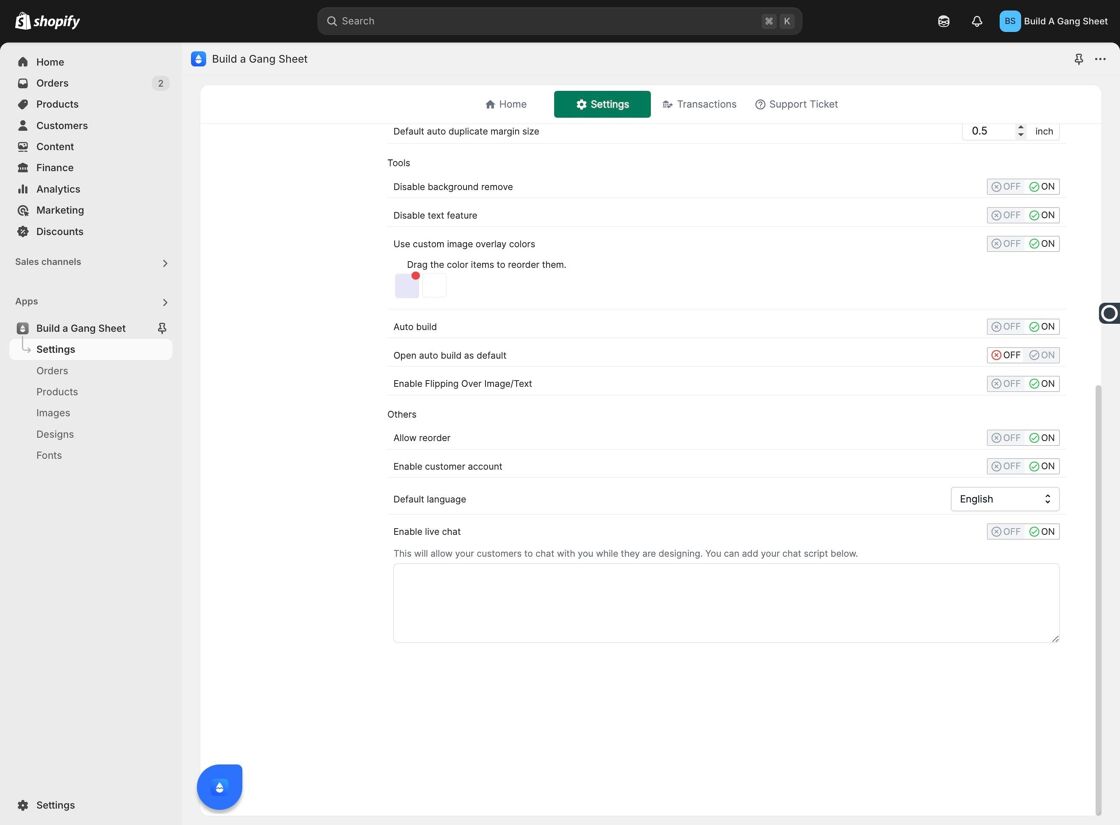 Enable Customer Account Toggle