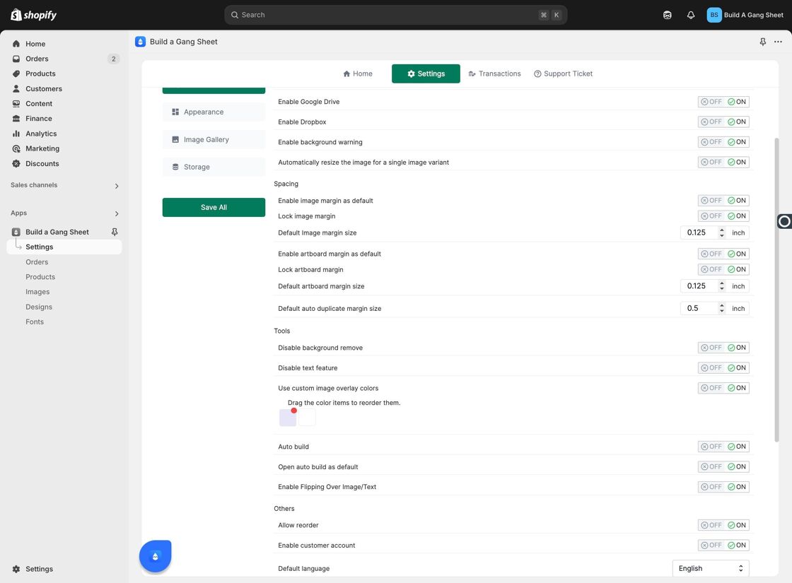 Save Builder Settings