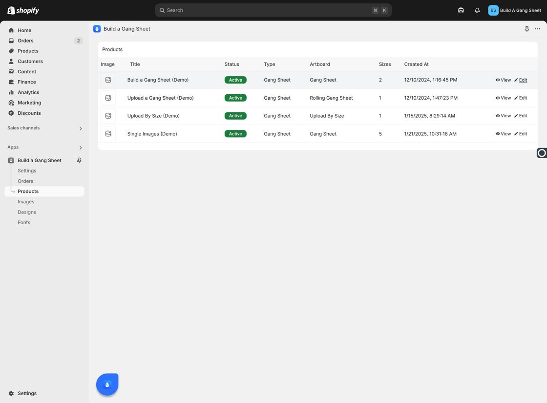 Edit Product Settings