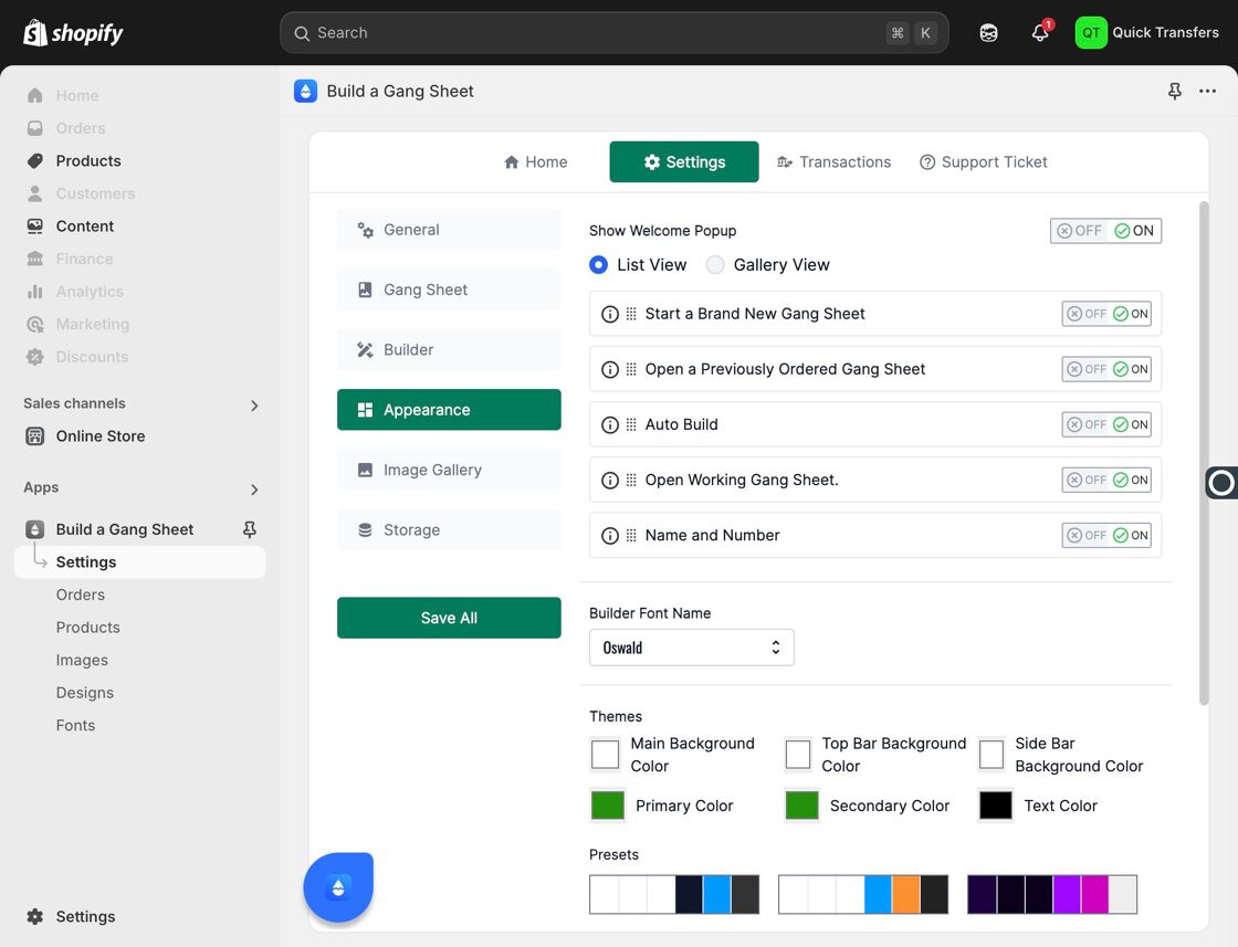 Change Builder Colors