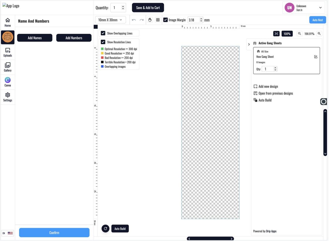 Name and Number Tool per Product