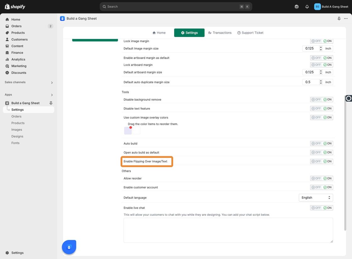 Enable Flip Image/Text Toggle