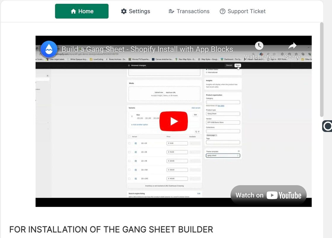 Settings Tab in Builder