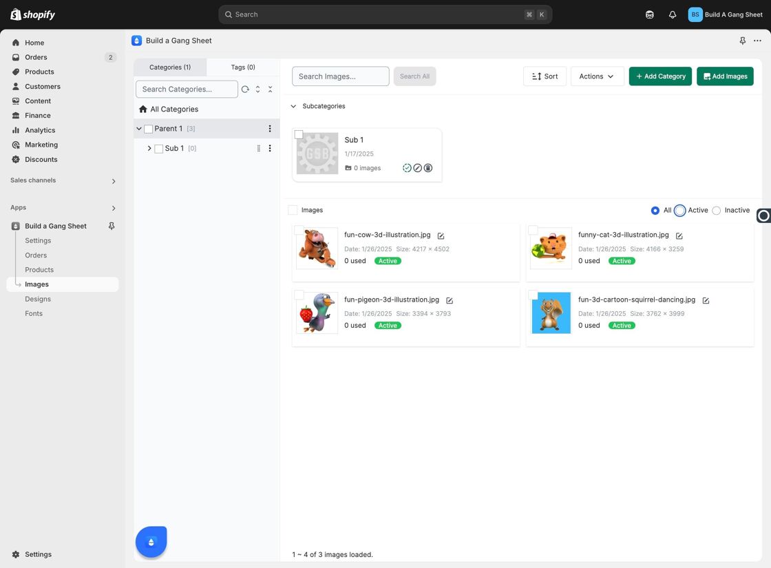 View Image Status Tabs