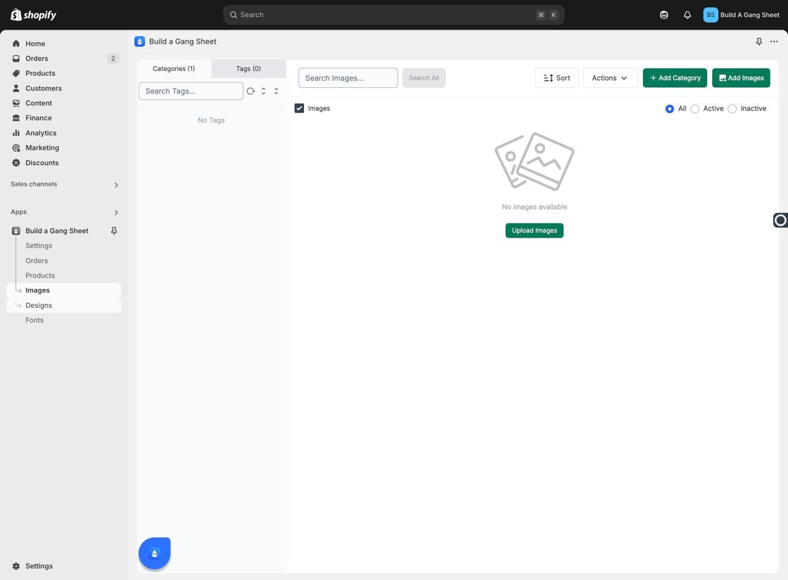 Open Designs Tab
