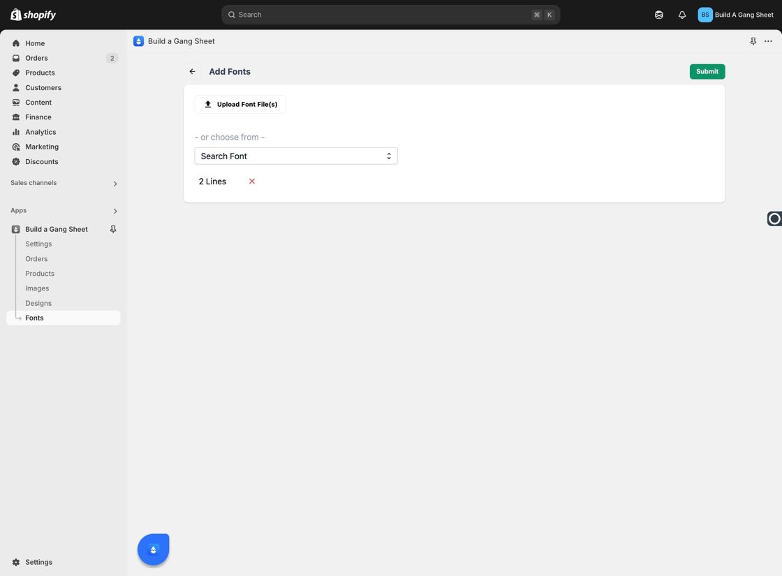 Submit Font Selection
