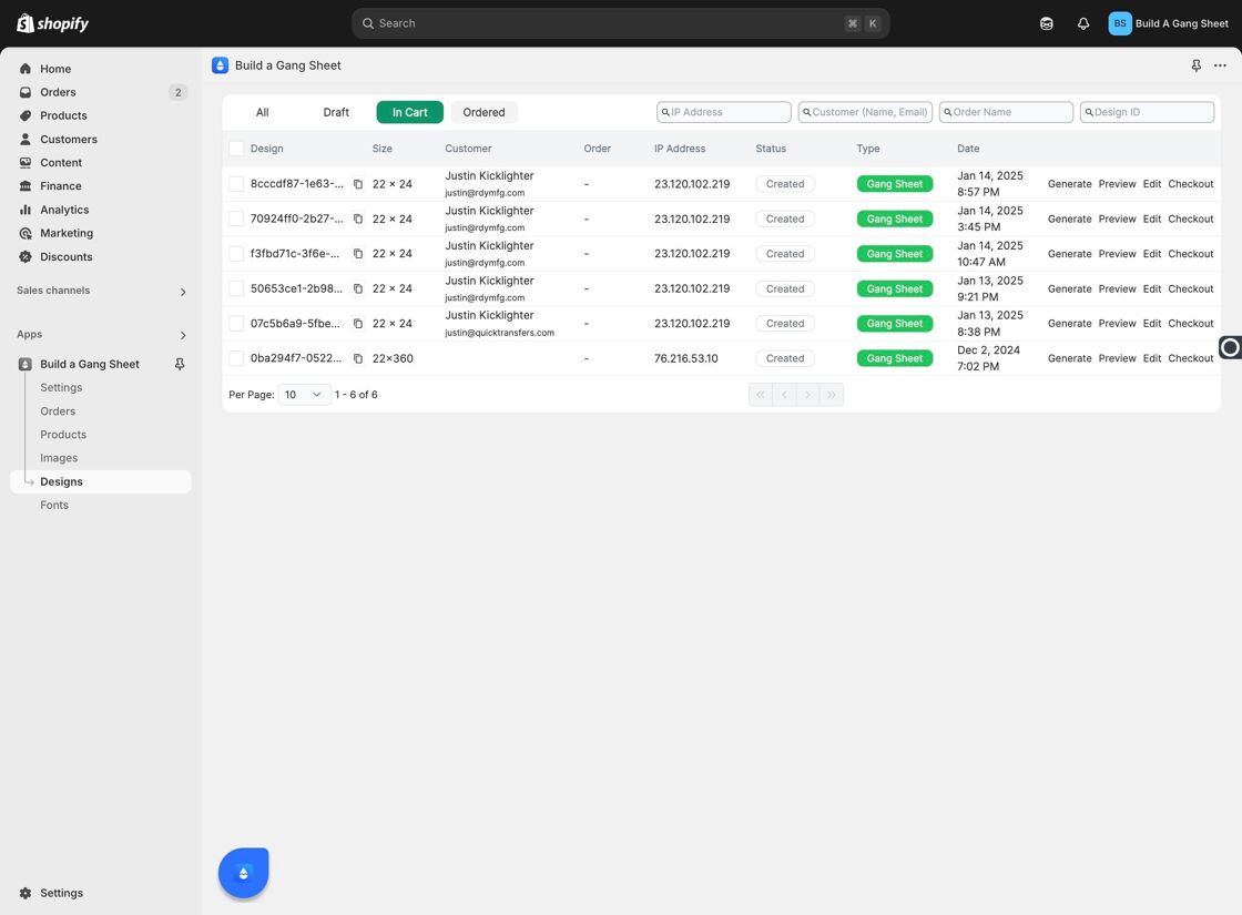 Ordered Designs Filter