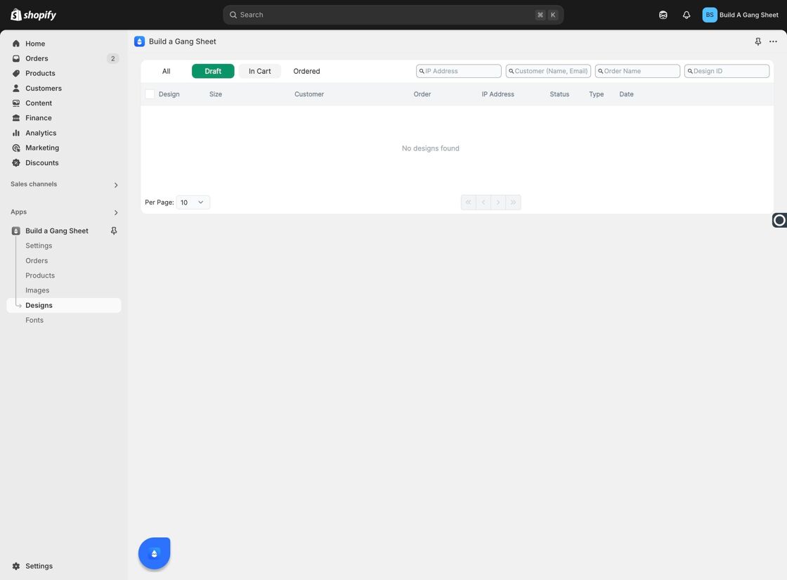 In Cart Designs Filter