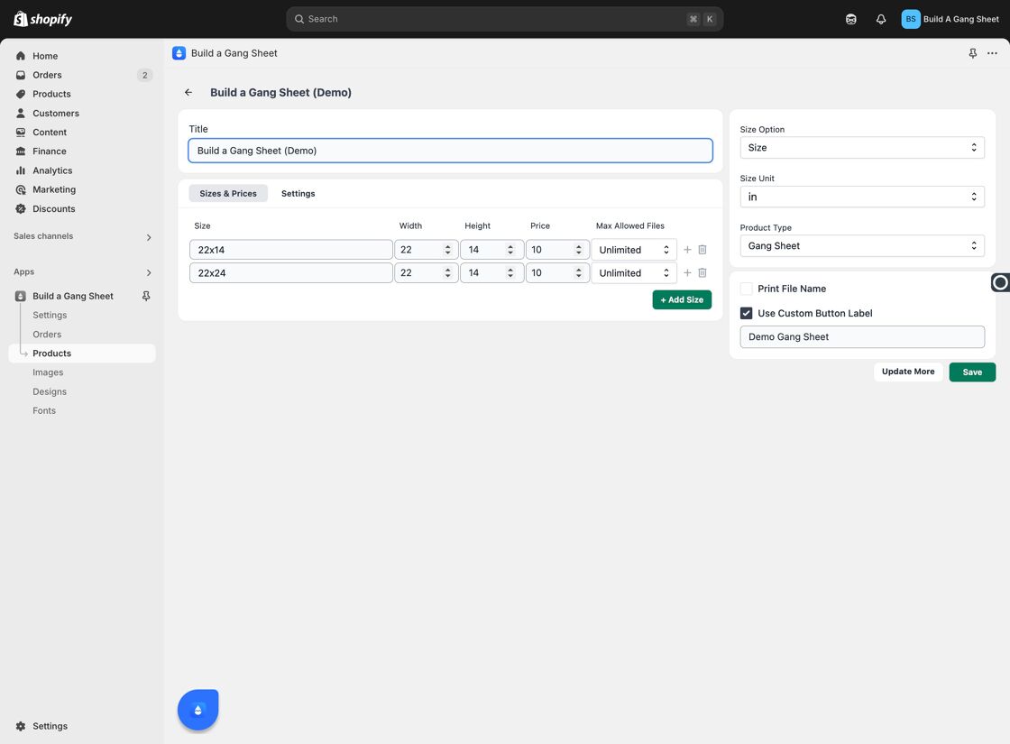 Adjust Width and Height