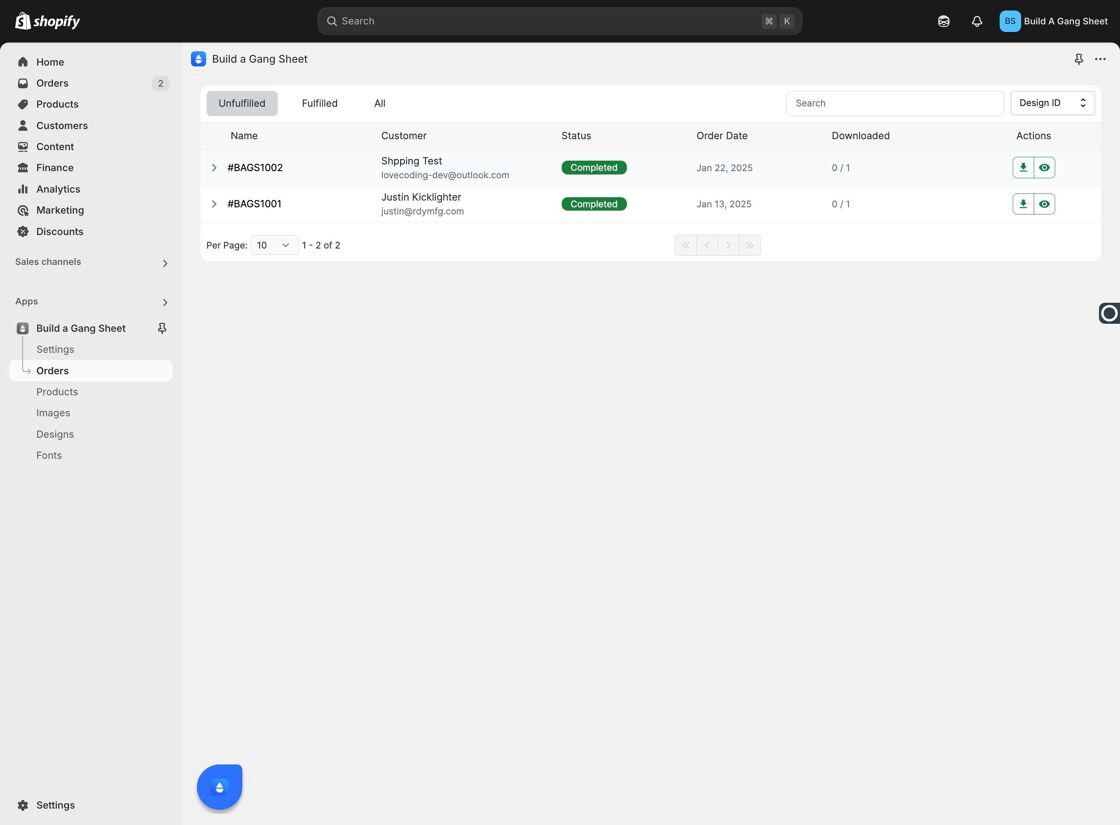 Expand Order Tab