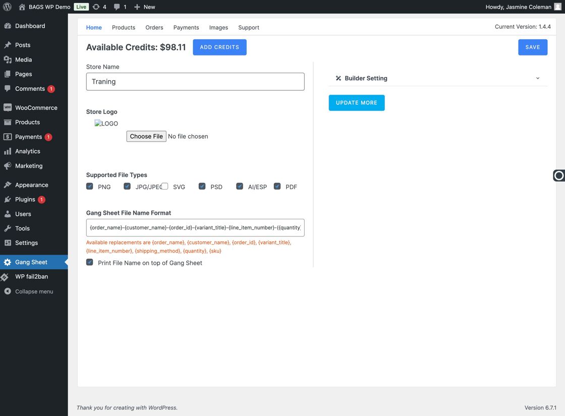 Update More Option