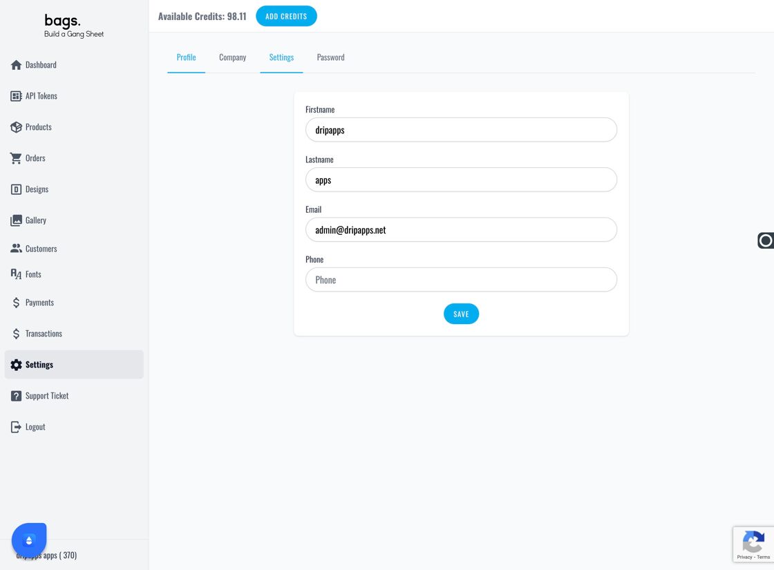 Click Settings