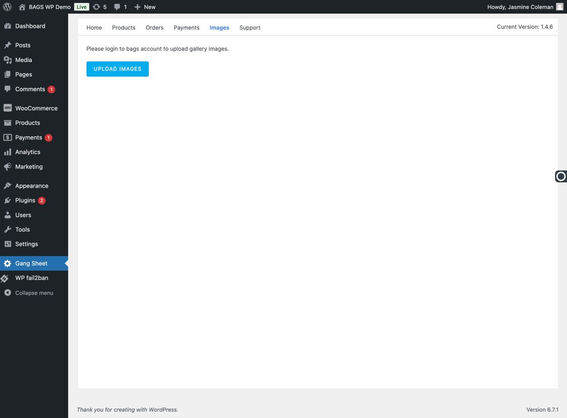 Upload Images Button