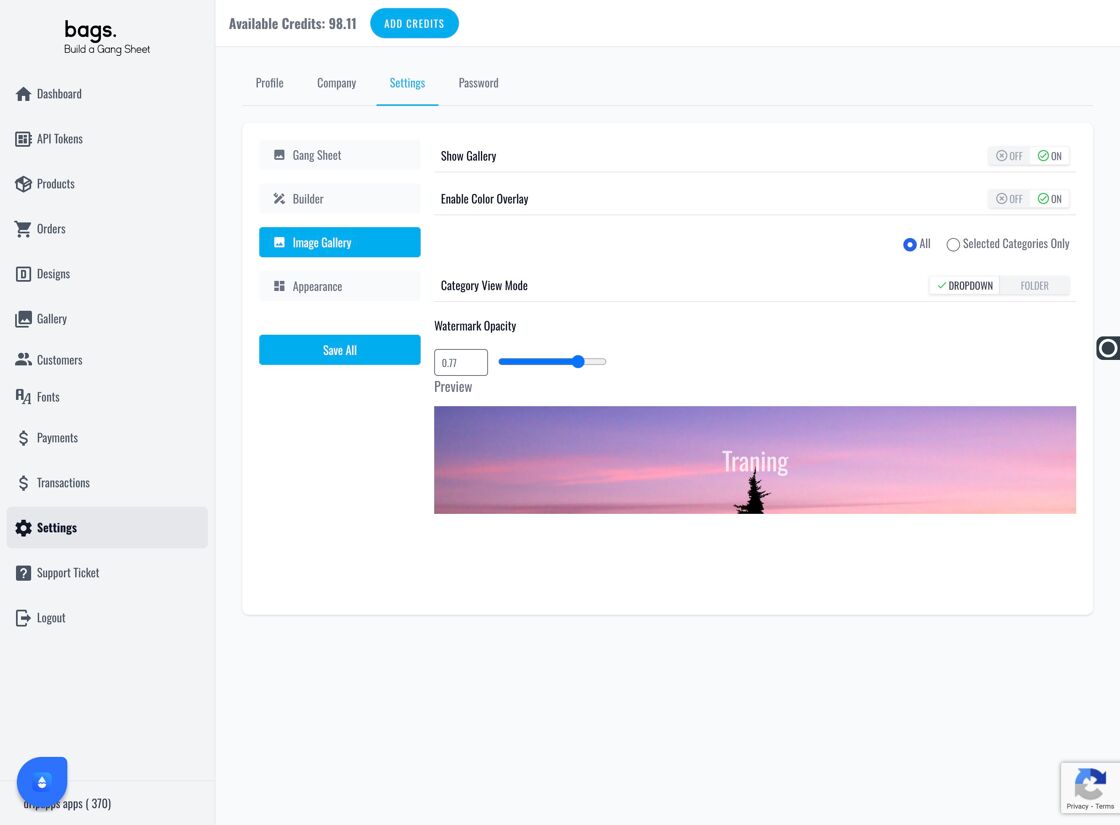 Image Gallery Option