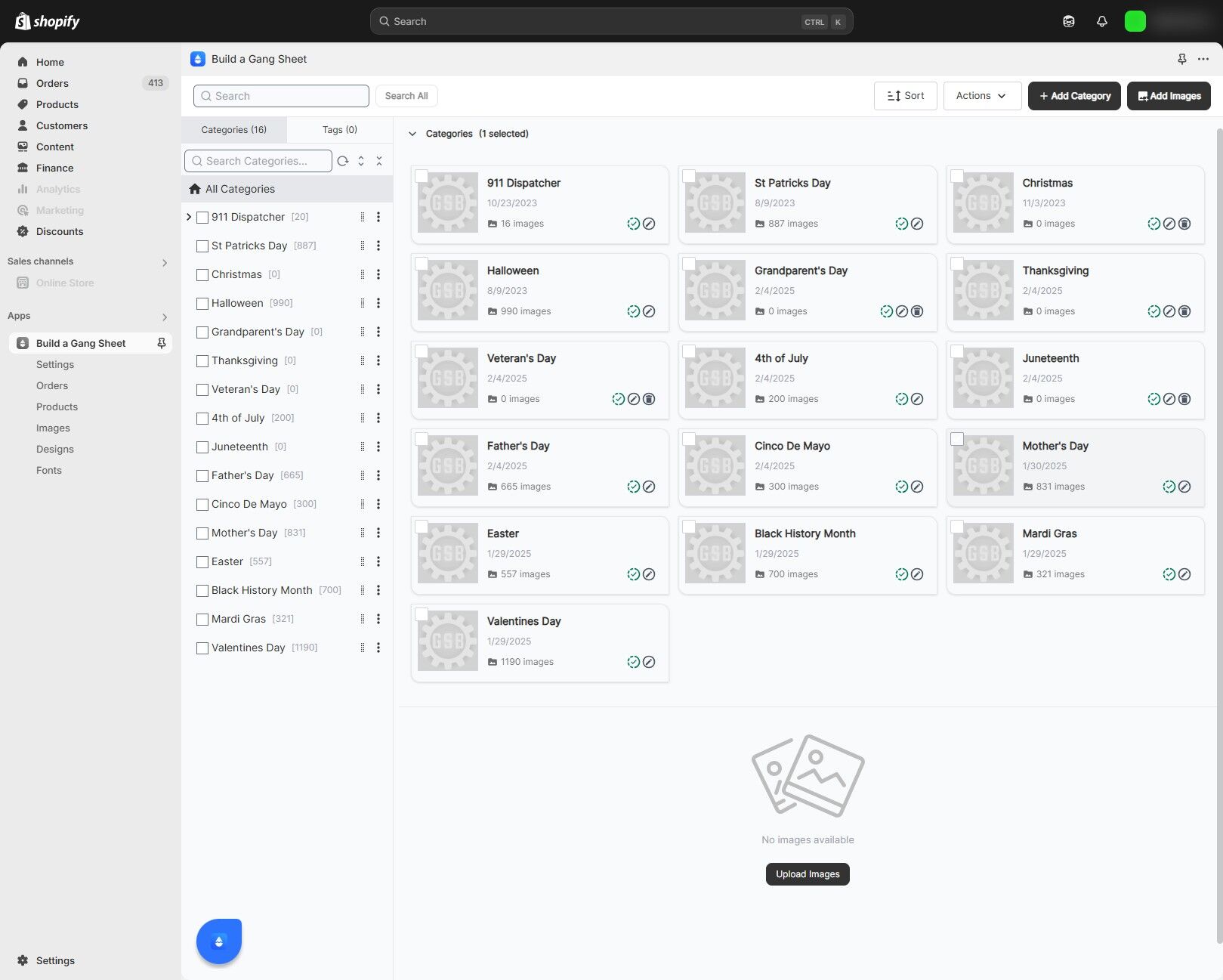 Build A Gang Sheet Dashboard Screenshot