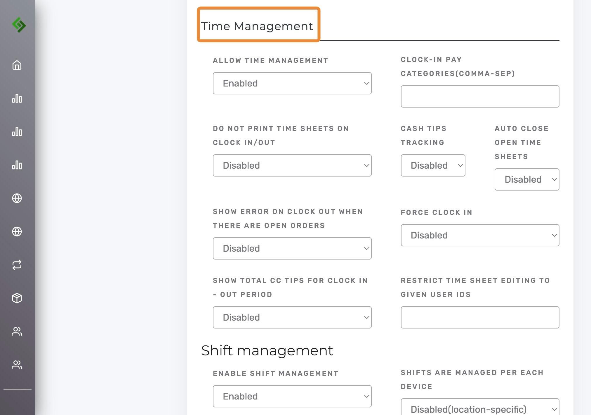 Tip Setting Dropdown