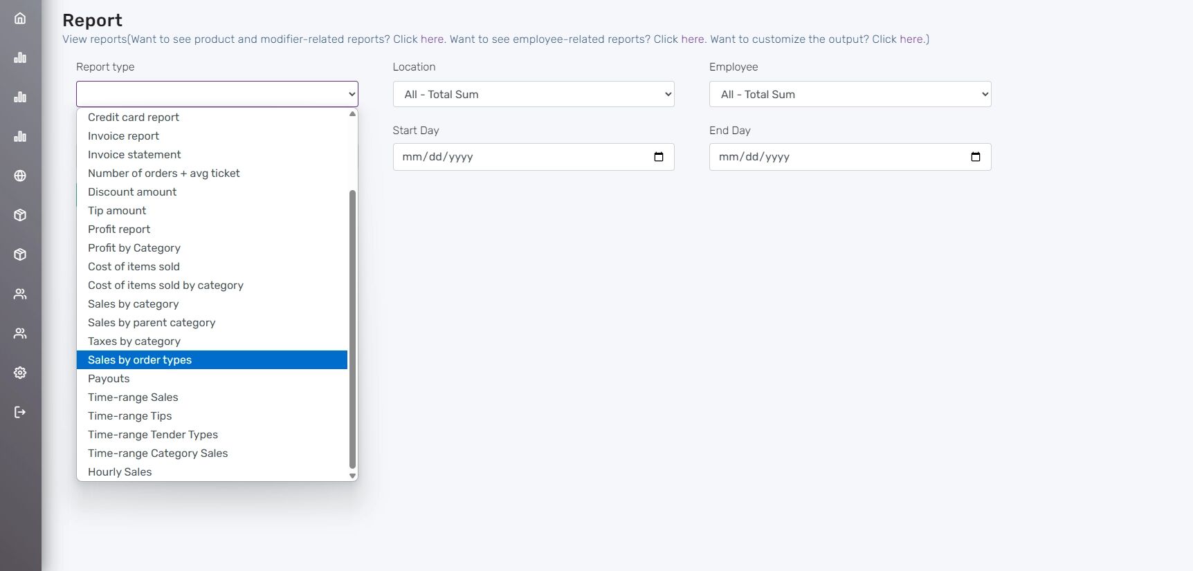 Report configuration