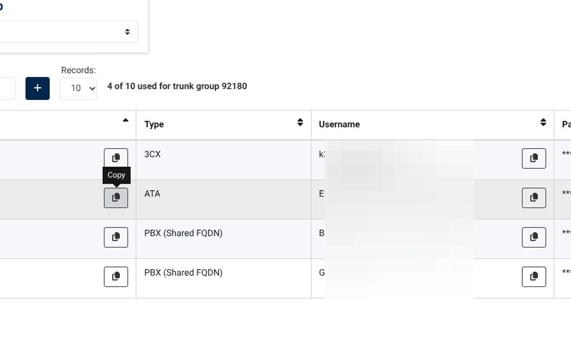 location in the voxtelesys portal to copy the ata registration domain