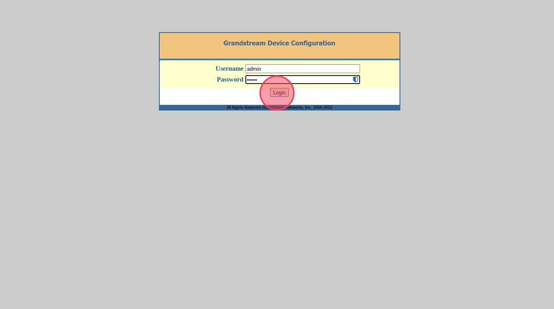 log in to the grandstream web interface
