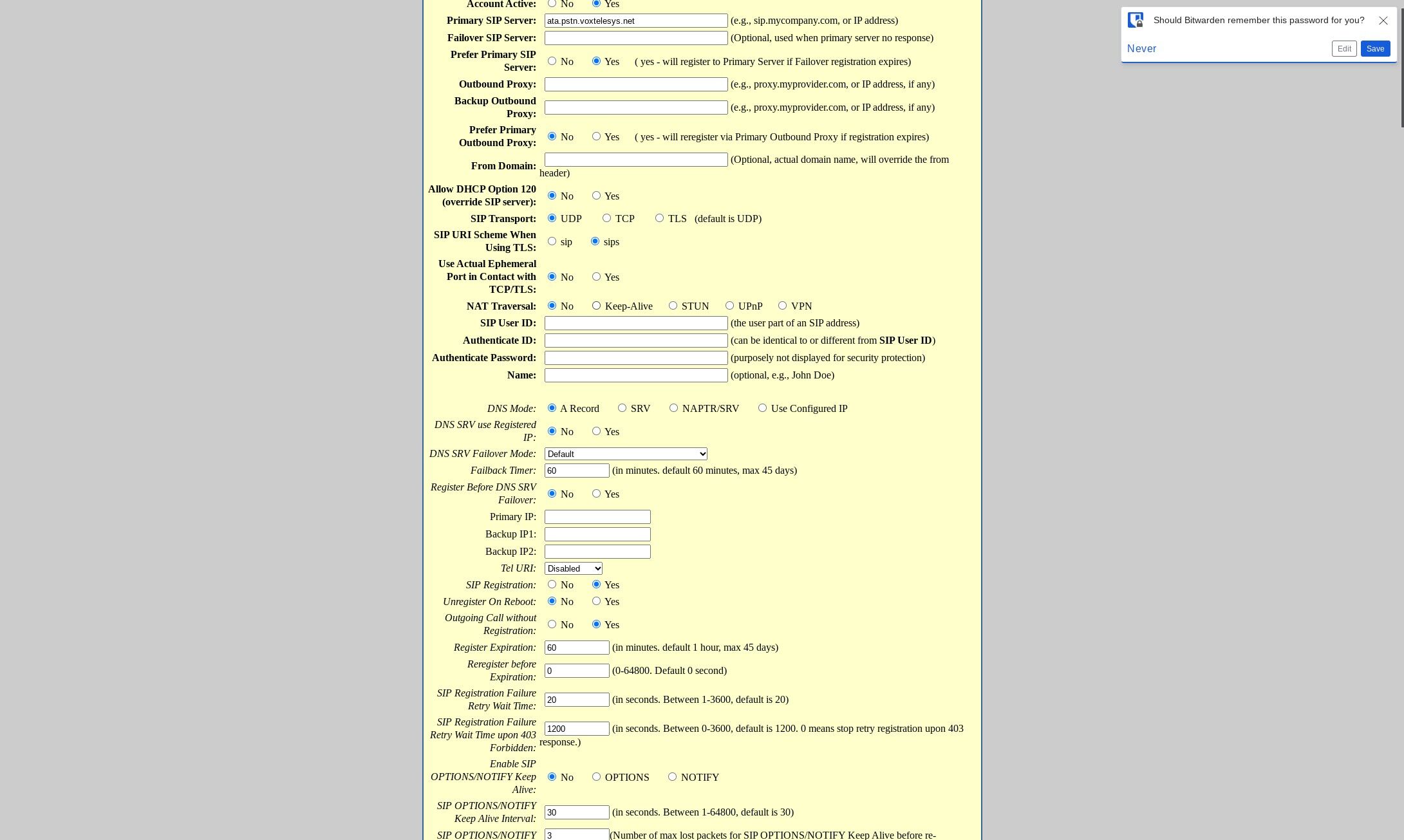 nat traversal to keep alive option in the grandstream web interface