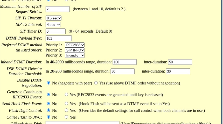 DMTF Method in grandstream