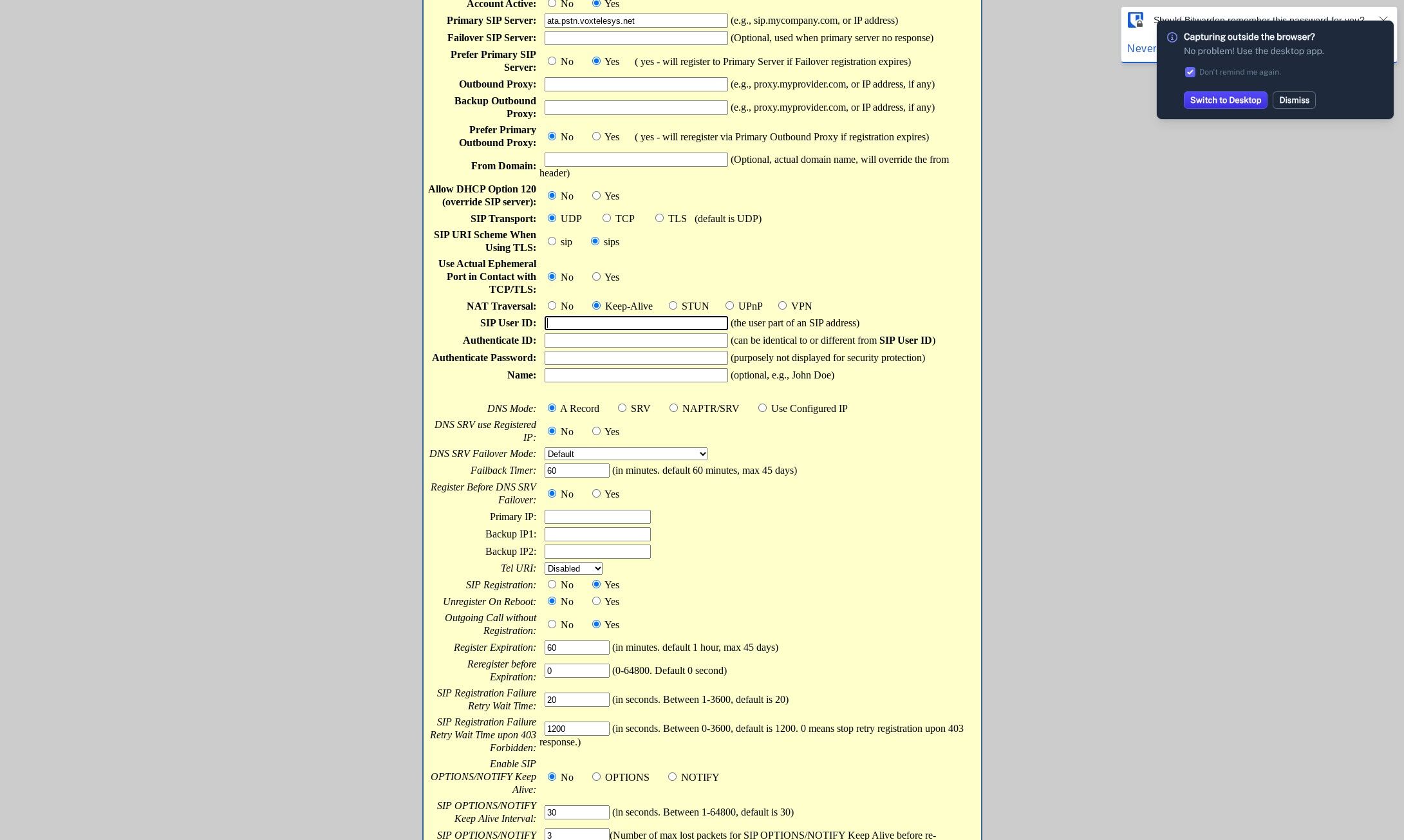 sip user ID location to enter did in grandstream