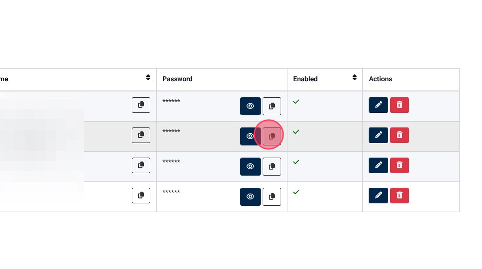 copy password location in hte voxtelesys portal
