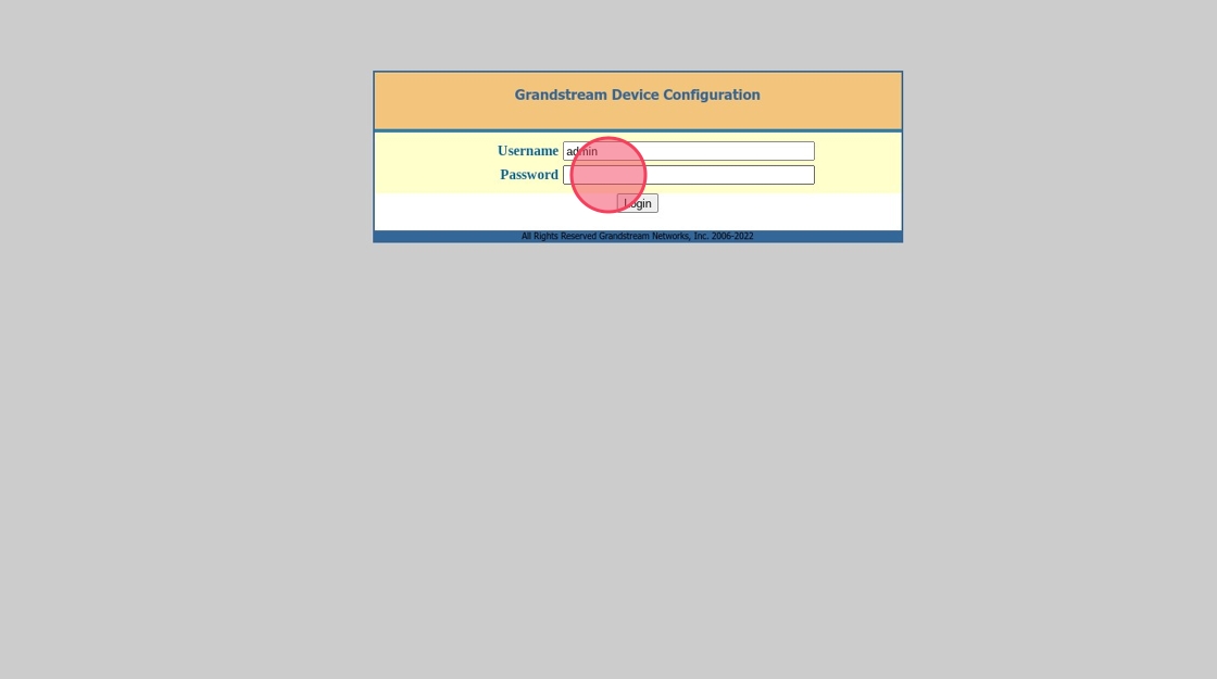 grandstream device web interface log in