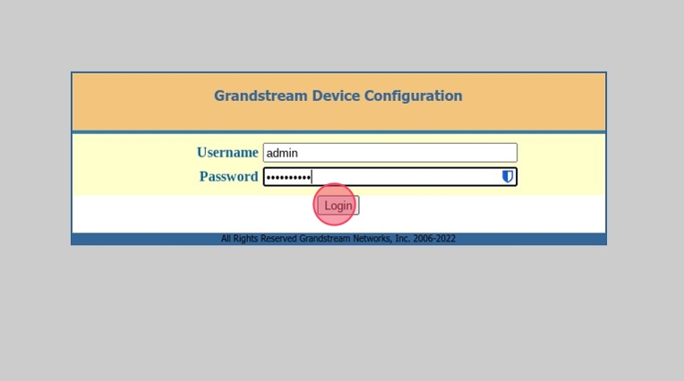 grandstream login button