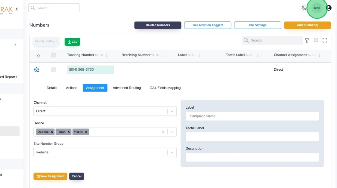 Avidtrak Dynamic Number Insertion