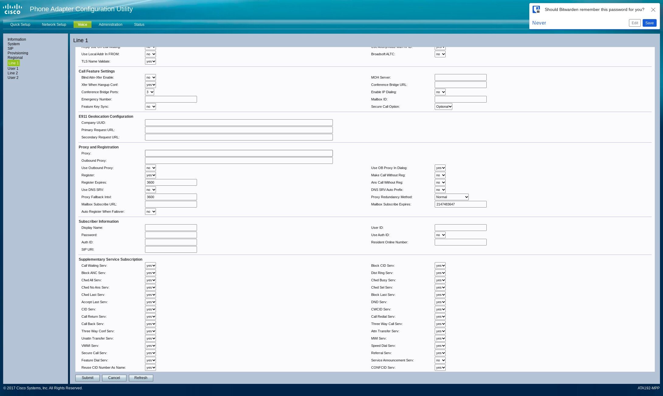 proxy and Registration in the cisco web interface