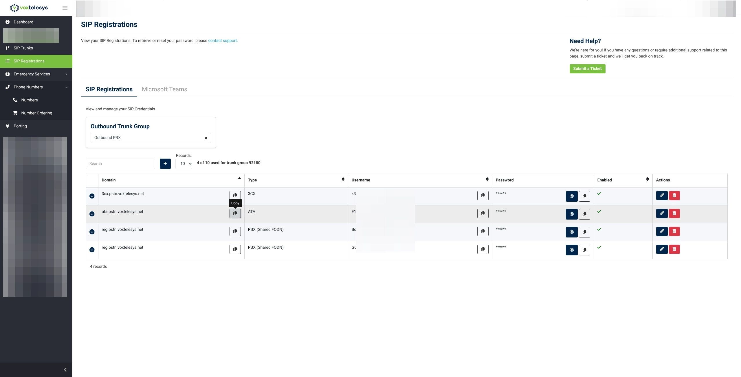 location to copy SIP domain