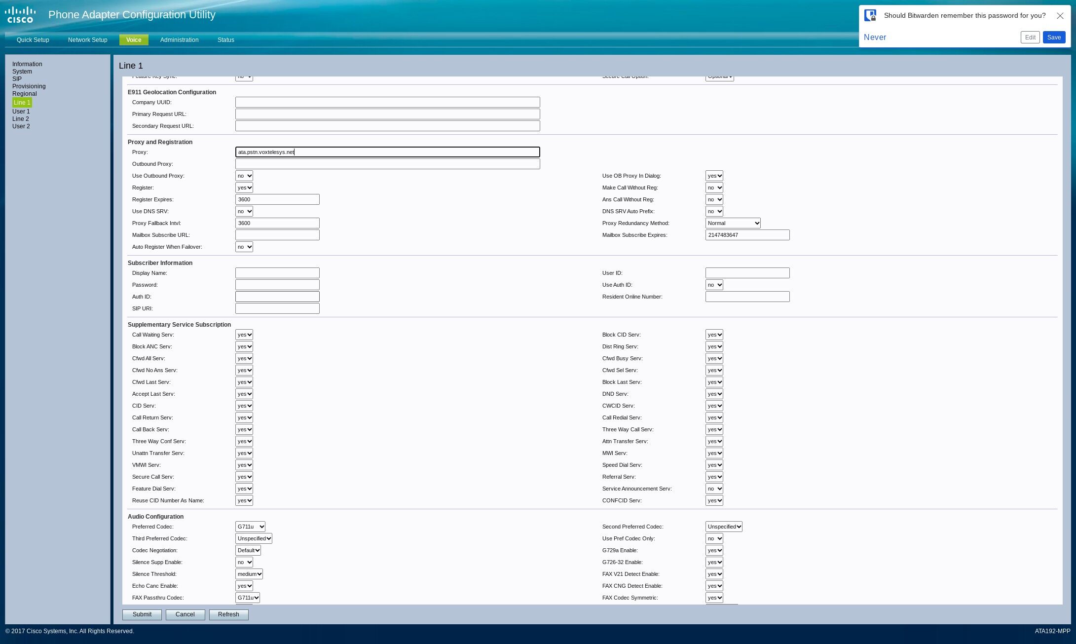 auth id field in cisco web interface