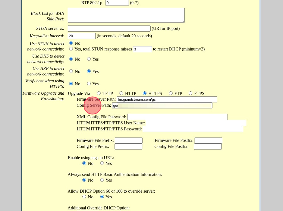 config server path field