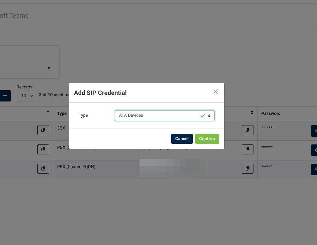 type of registration dropdown