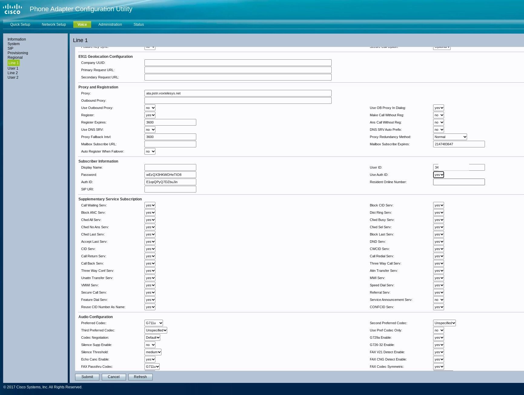 use auth id field in the cisco web interface