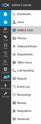 voice & chat option in the 3cx sidebar