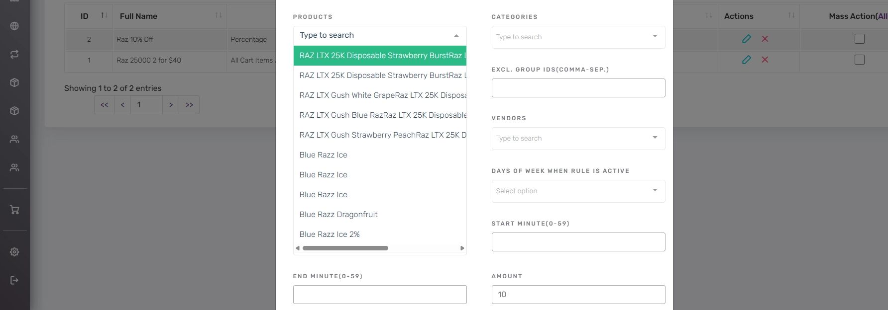 Add Products Screenshot