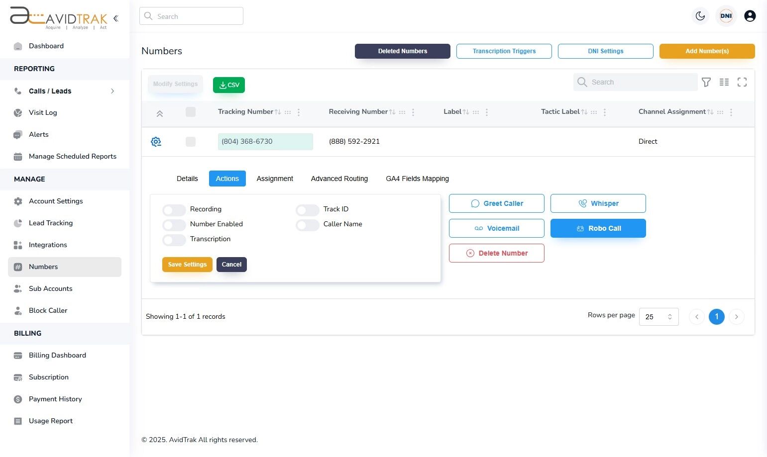 Avidtrak Robo Call Filter