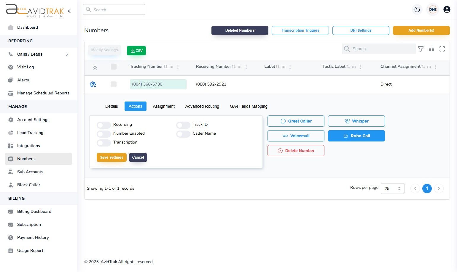 Avidtrak Robo Call Filter